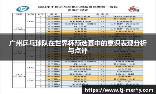 广州乒乓球队在世界杯预选赛中的意识表现分析与点评